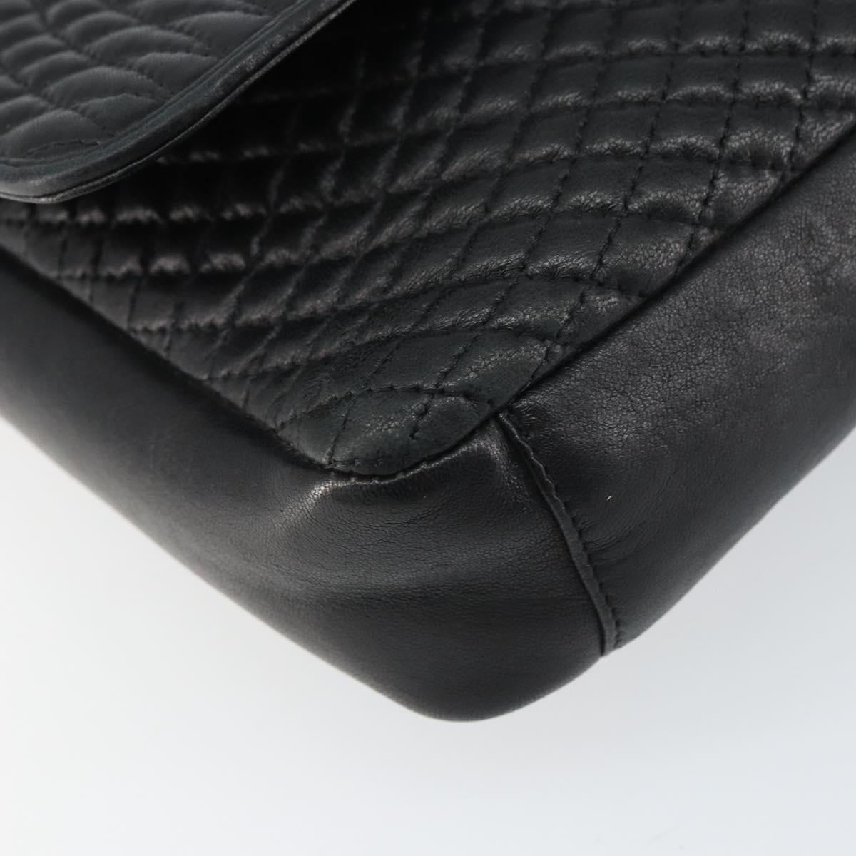 BALLY Shoulder Bag Leather Black Gold Auth BA9032