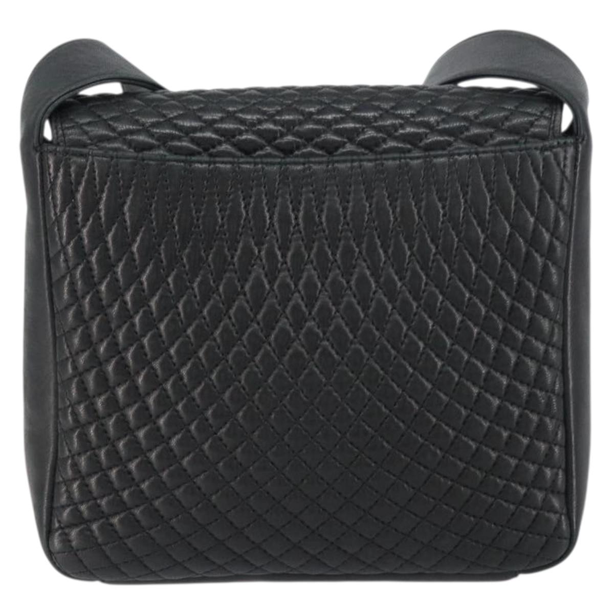 BALLY Shoulder Bag Leather Black Gold Auth BA9032