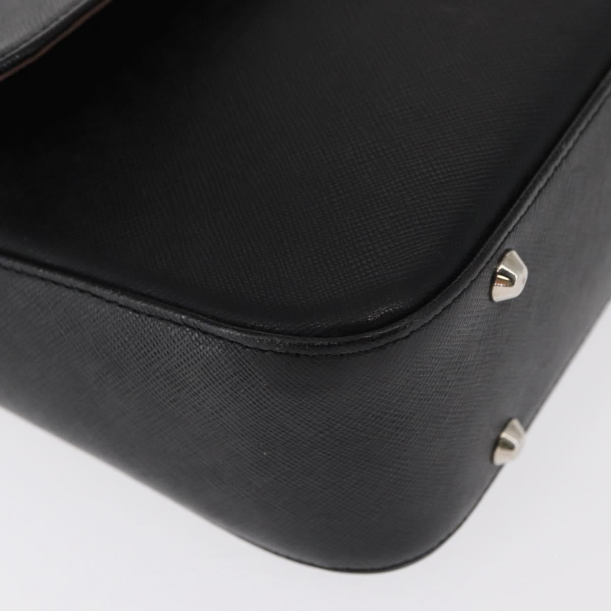 BURBERRY Shoulder Bag Leather Black Gold Auth BA9035
