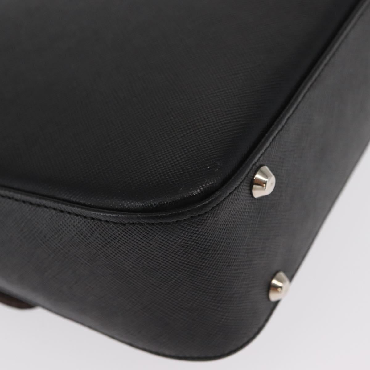 BURBERRY Shoulder Bag Leather Black Gold Auth BA9035