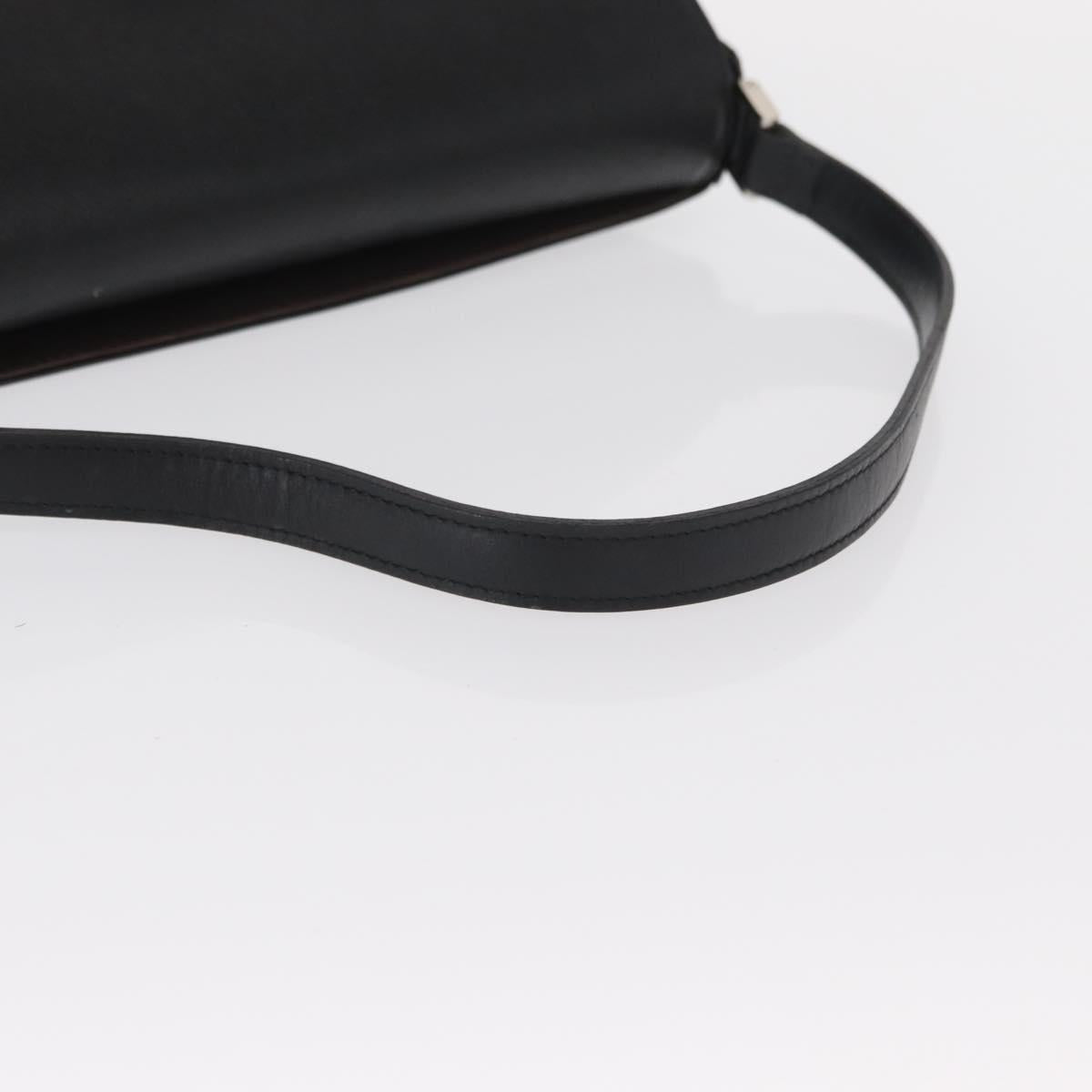 BURBERRY Shoulder Bag Leather Black Gold Auth BA9035