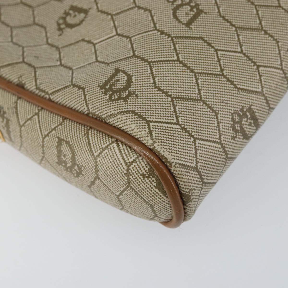 Christian Dior Honeycomb Canvas Shoulder Bag PVC Beige Gold Auth BA9036
