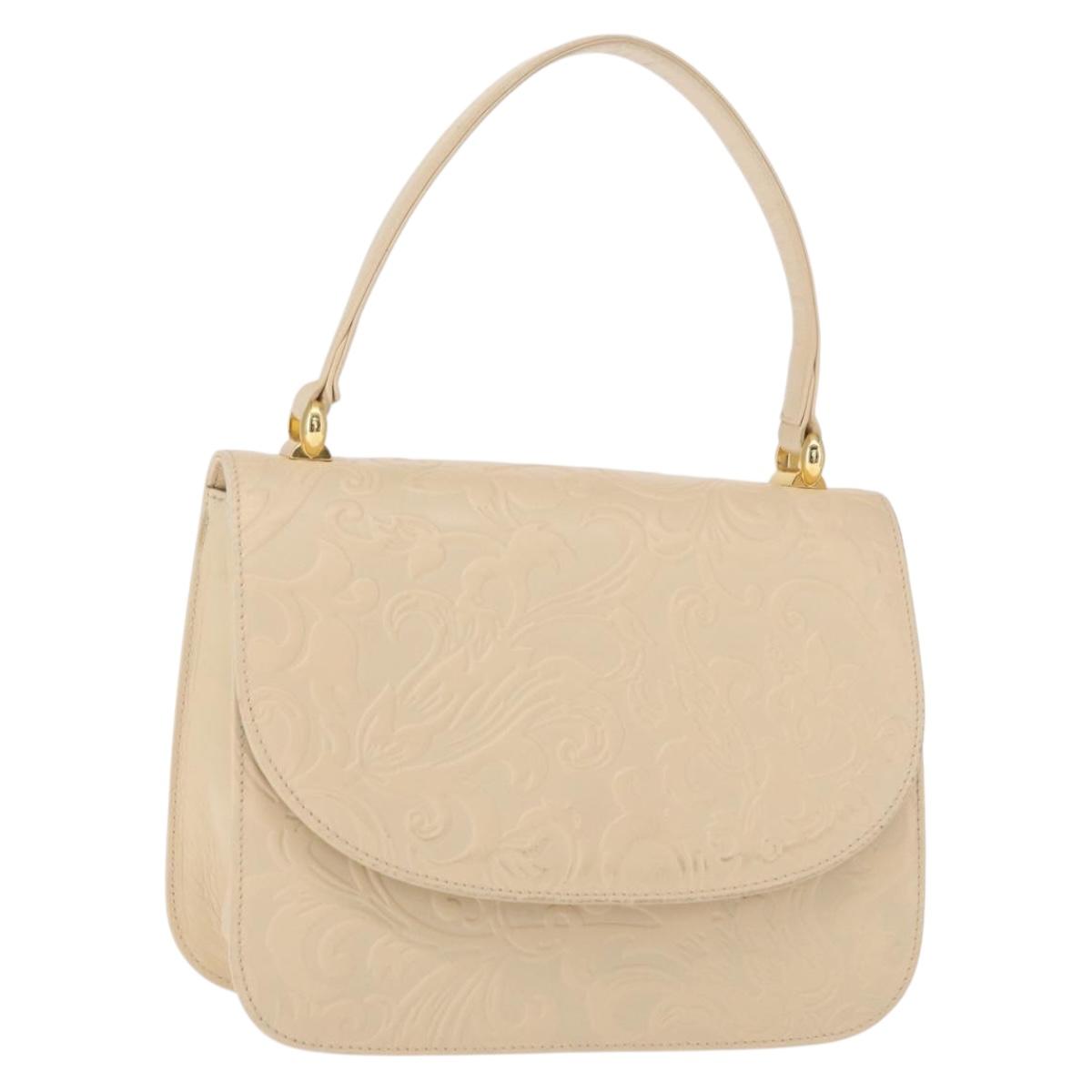 BALENCIAGA Hand Bag Leather Beige Gold Auth BA9038