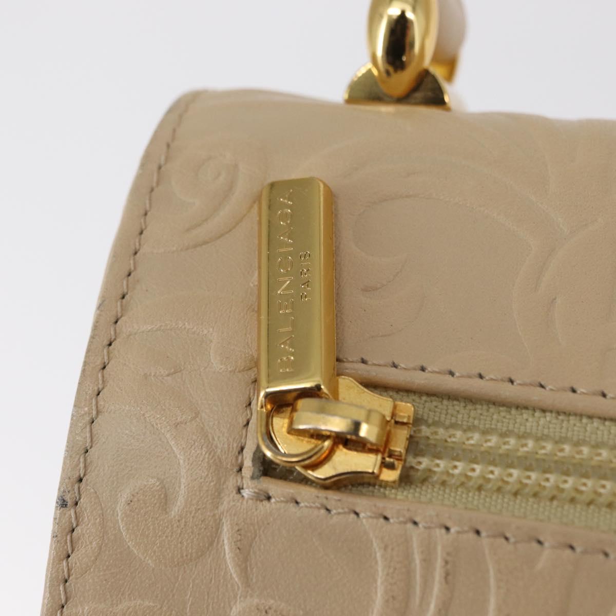 BALENCIAGA Hand Bag Leather Beige Gold Auth BA9038