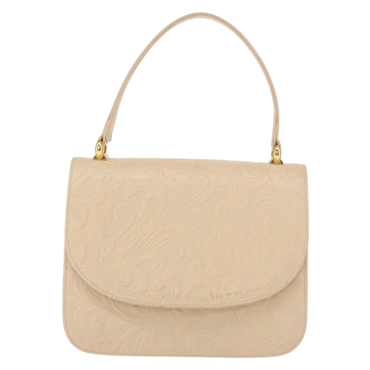 BALENCIAGA Hand Bag Leather Beige Gold Auth BA9038