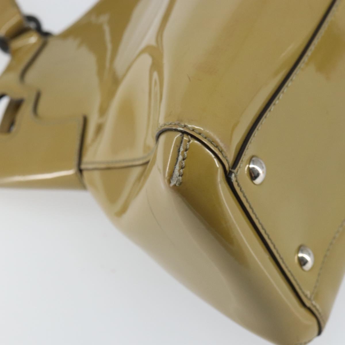 CARTIER Tote Bag Patent leather Yellow Silver Auth BA9040