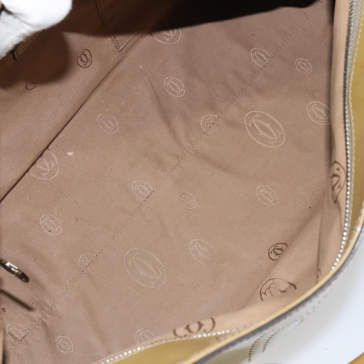 CARTIER Tote Bag Patent leather Yellow Silver Auth BA9040