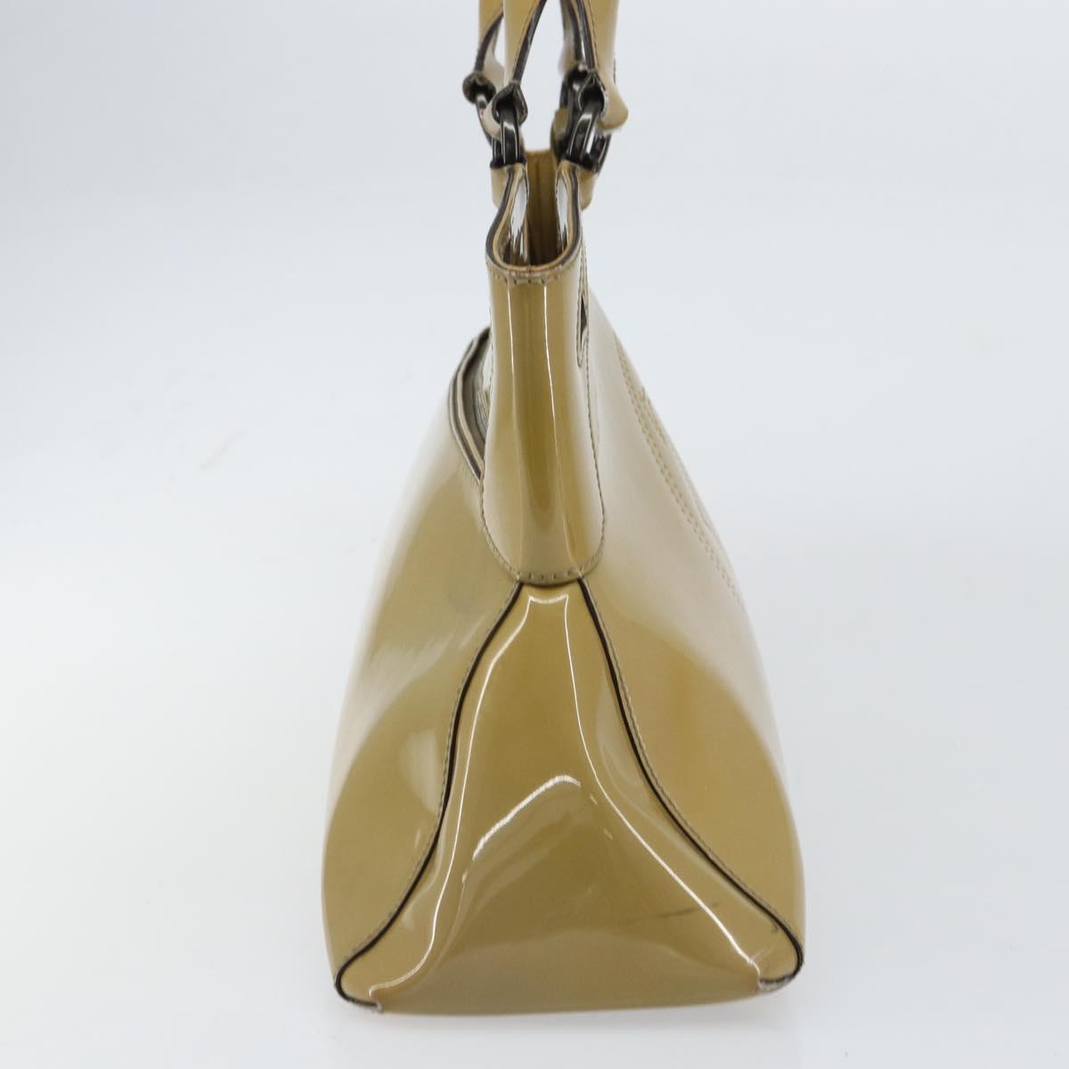 CARTIER Tote Bag Patent leather Yellow Silver Auth BA9040