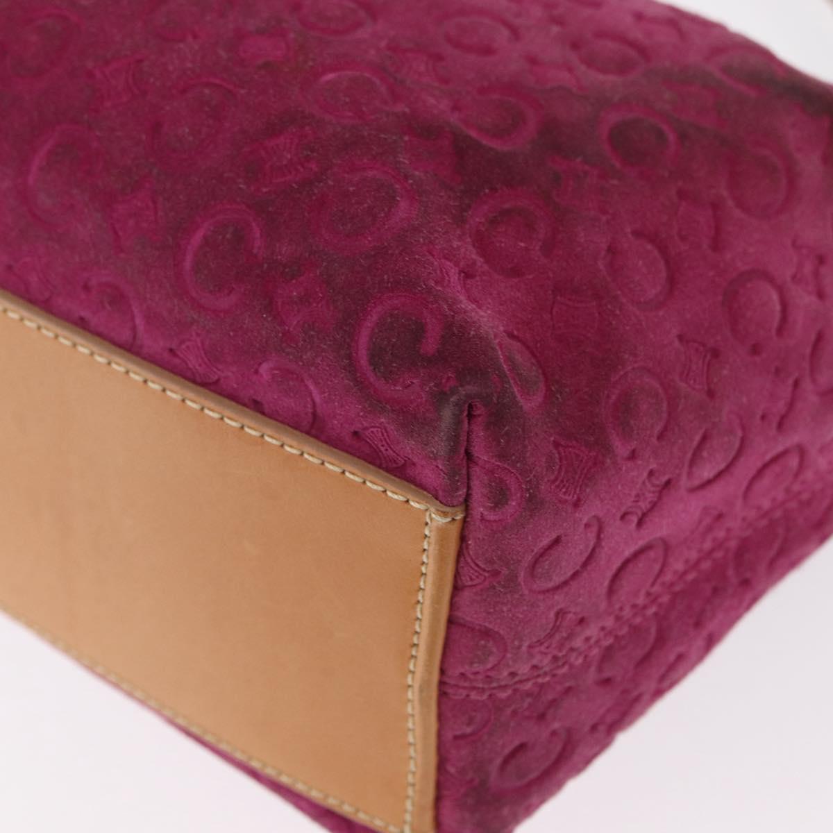 CELINE C Macadam Canvas Shoulder Bag Suede Pink Gold Auth BA9043