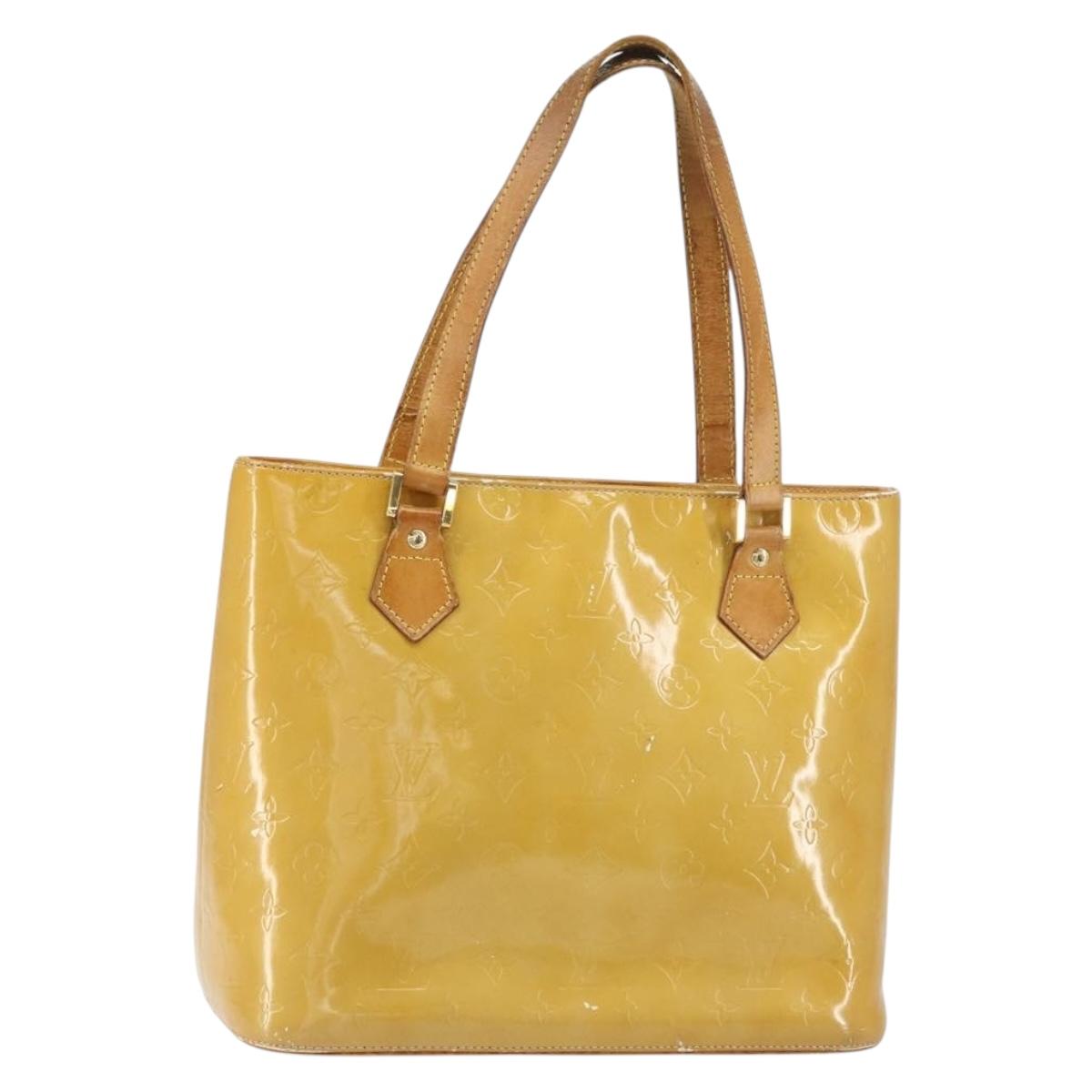 LOUIS VUITTON Monogram Vernis Houston Hand Bag Beige M91004 LV Auth BA9047