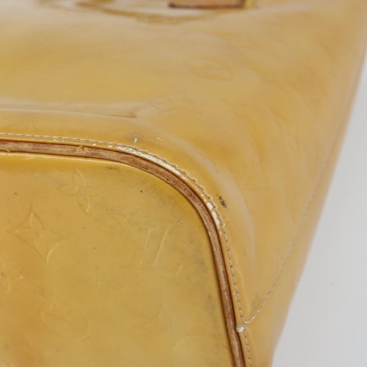 LOUIS VUITTON Monogram Vernis Houston Hand Bag Beige M91004 LV Auth BA9047