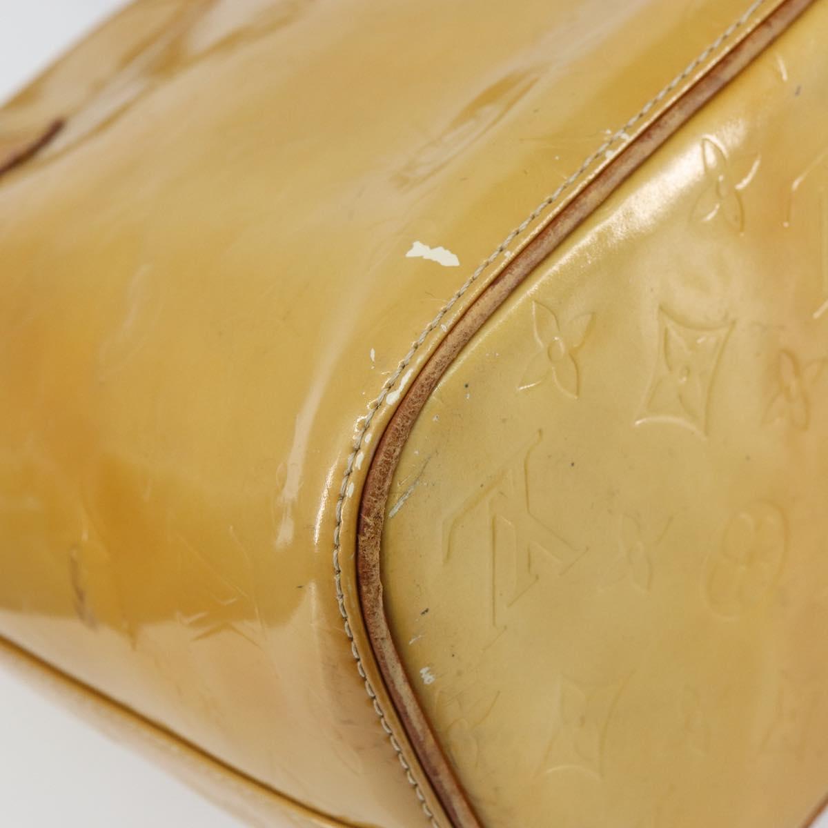 LOUIS VUITTON Monogram Vernis Houston Hand Bag Beige M91004 LV Auth BA9047