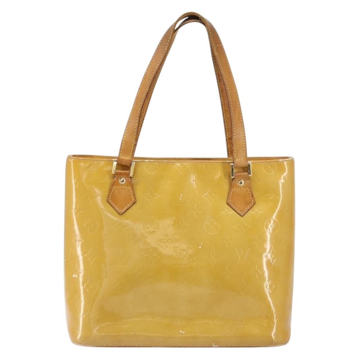 LOUIS VUITTON Monogram Vernis Houston Hand Bag Beige M91004 LV Auth BA9047