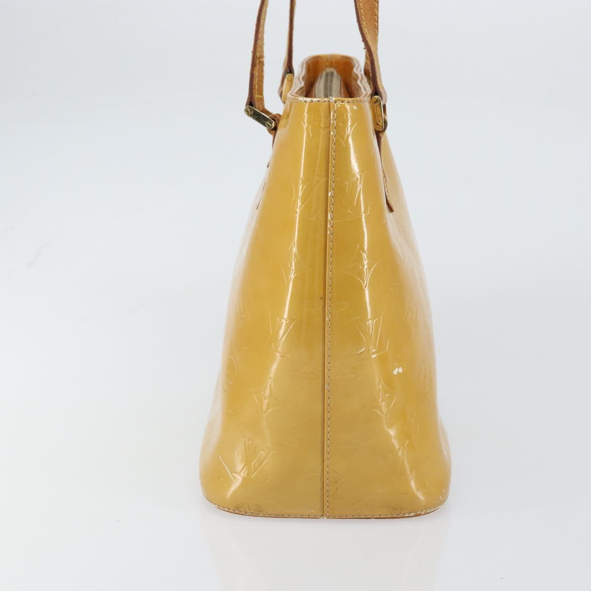 LOUIS VUITTON Monogram Vernis Houston Hand Bag Beige M91004 LV Auth BA9047