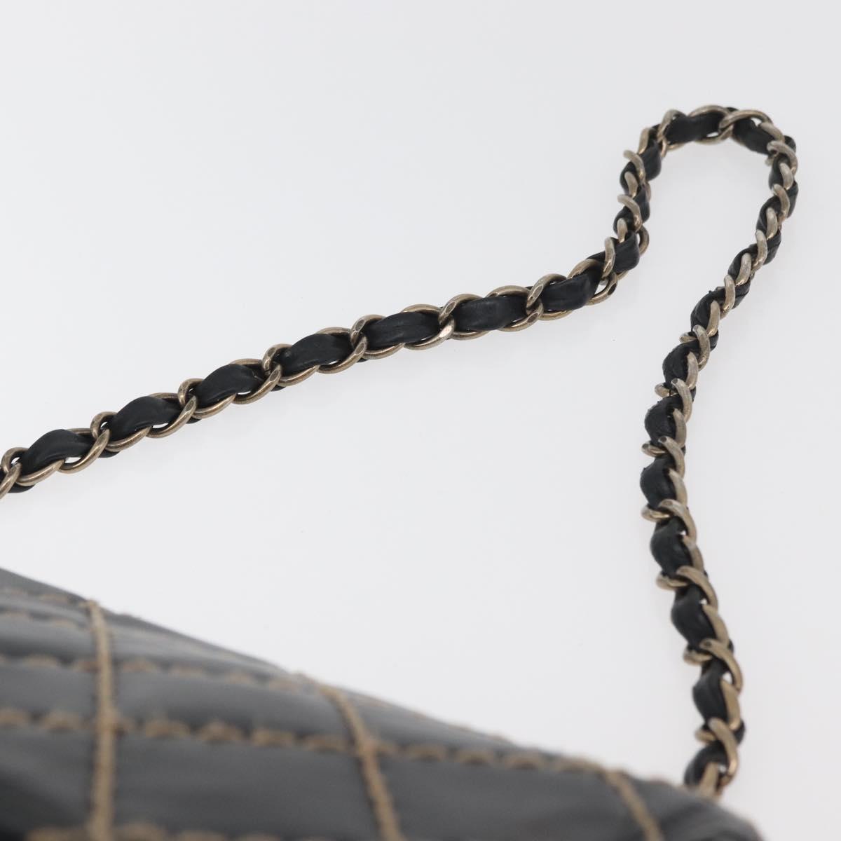 CHANEL Bicolore Big Matelasse 30 Single Flap Chain Lamb Skin Black CC Auth BA905