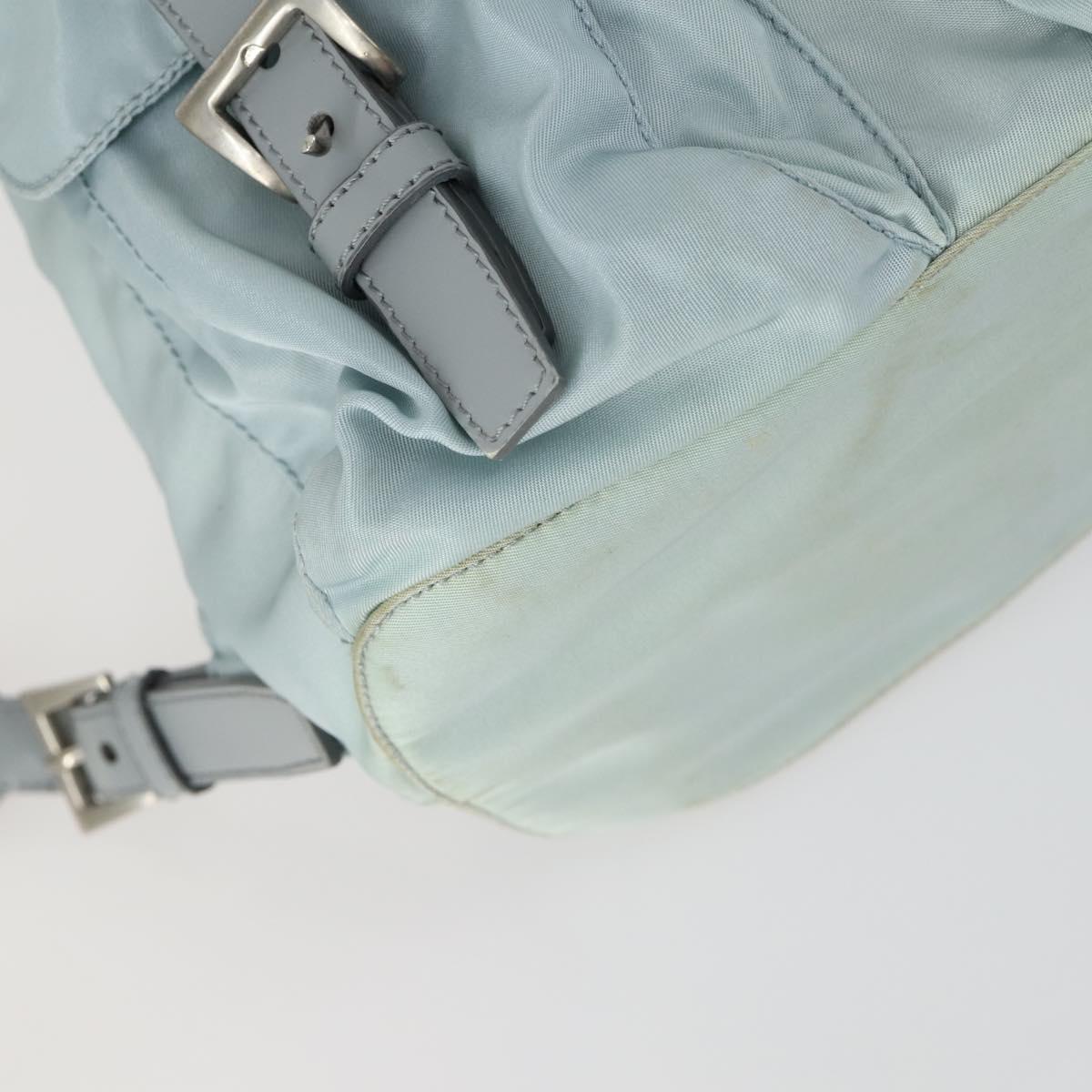 PRADA Backpack Nylon Light Blue Silver Auth BA9058