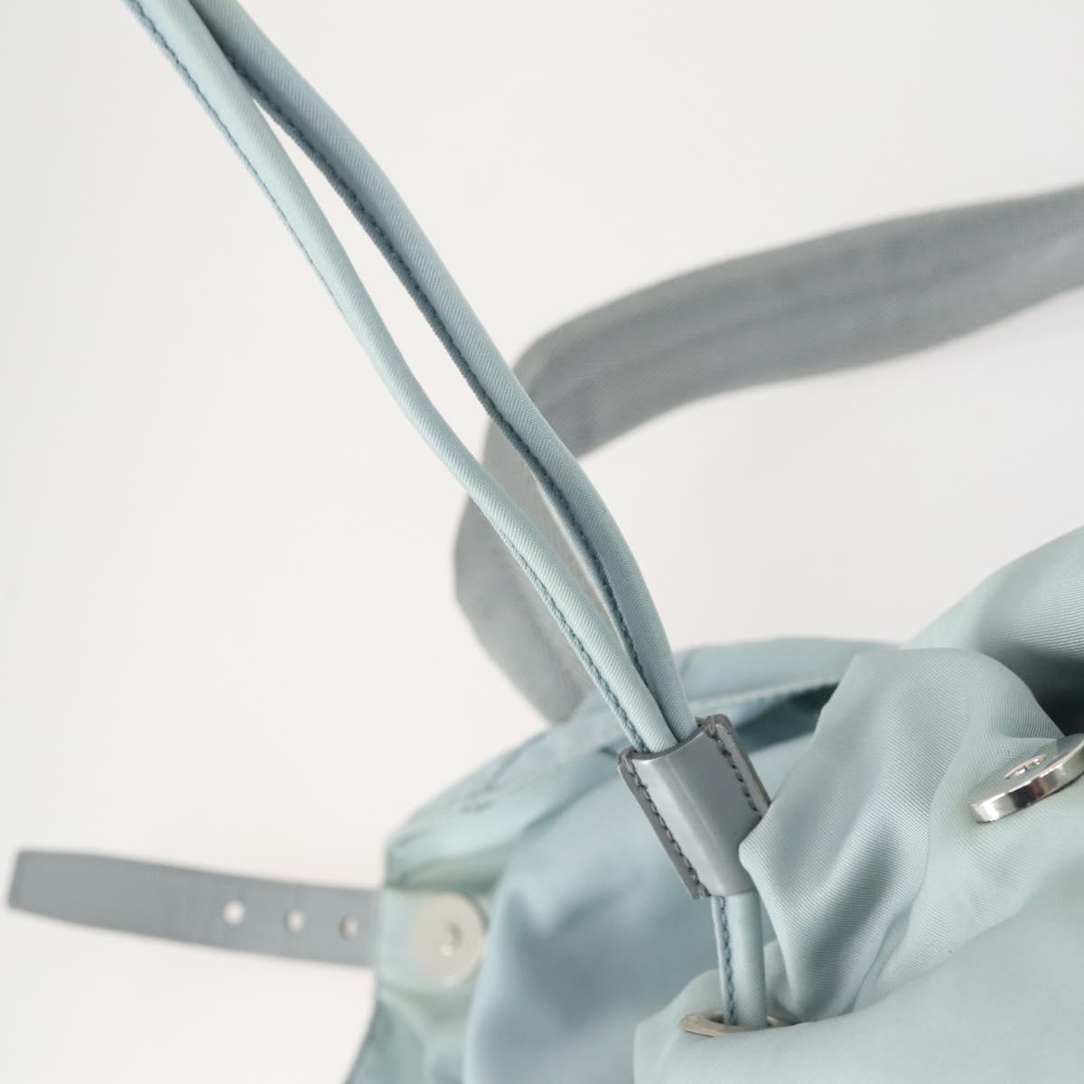 PRADA Backpack Nylon Light Blue Silver Auth BA9058