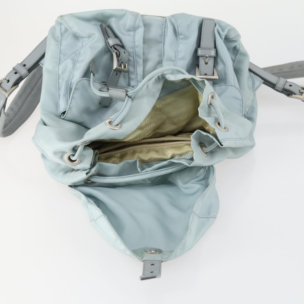 PRADA Backpack Nylon Light Blue Silver Auth BA9058