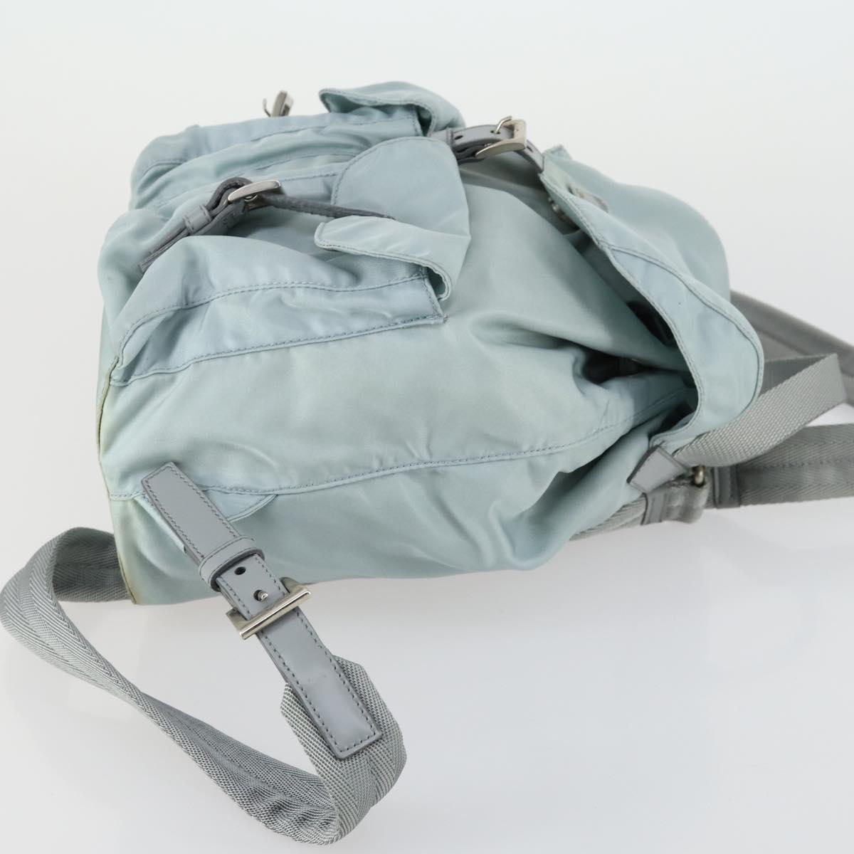PRADA Backpack Nylon Light Blue Silver Auth BA9058