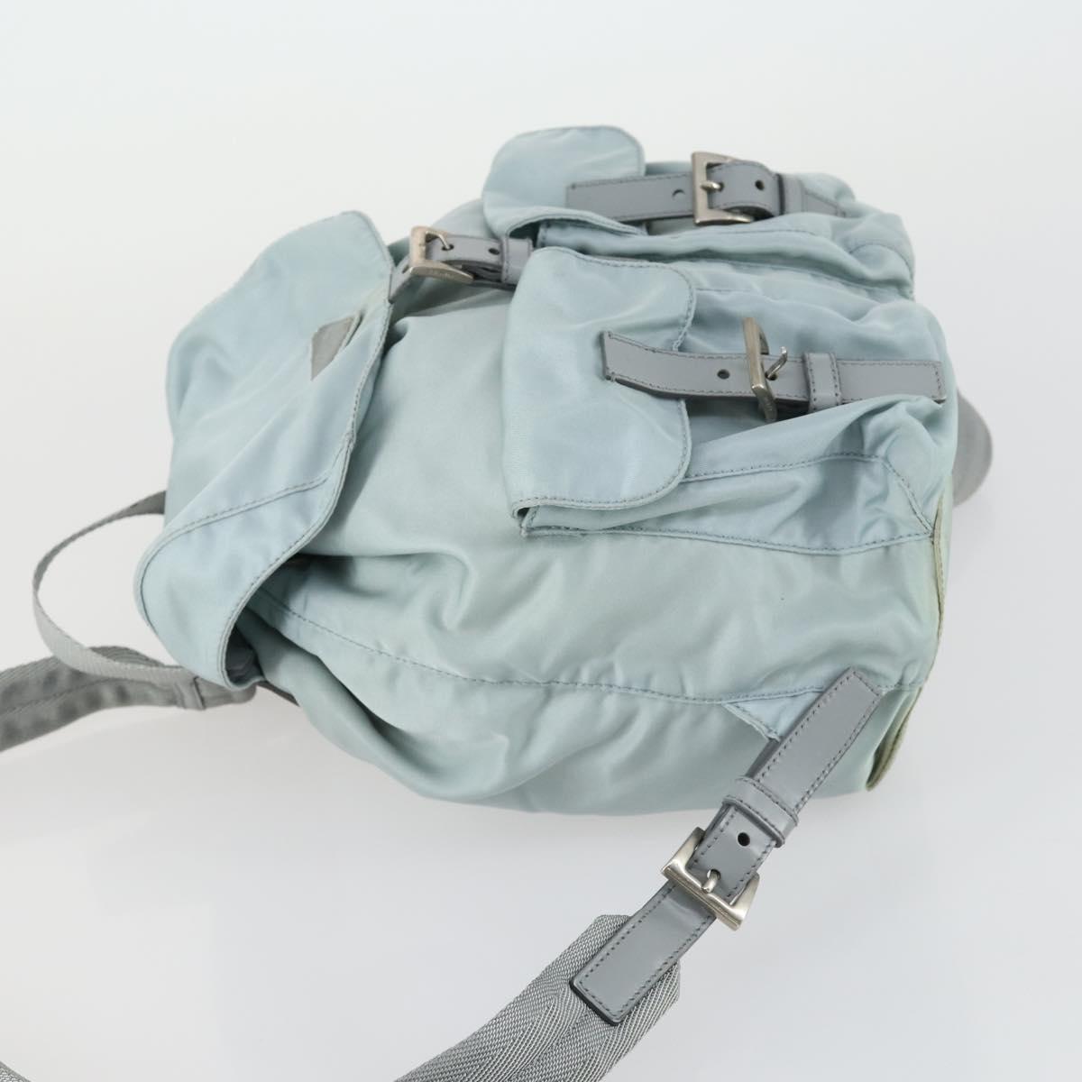 PRADA Backpack Nylon Light Blue Silver Auth BA9058