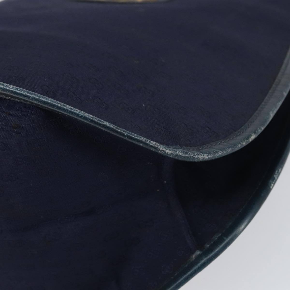 GUCCI Micro GG Canvas Hand Bag Navy Gold Auth BA9059