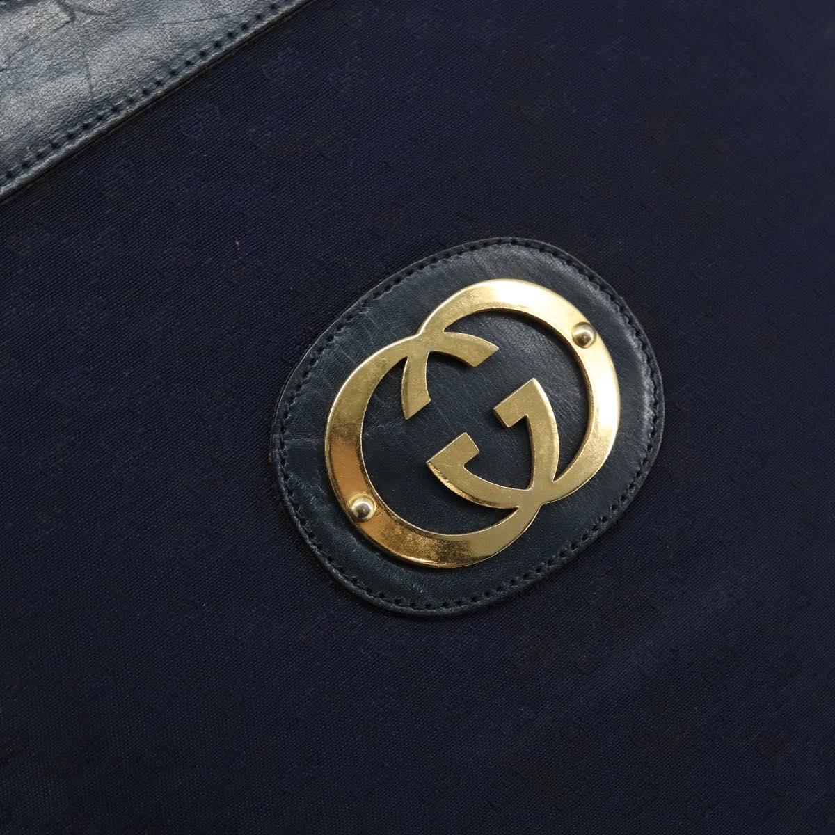 GUCCI Micro GG Canvas Hand Bag Navy Gold Auth BA9059