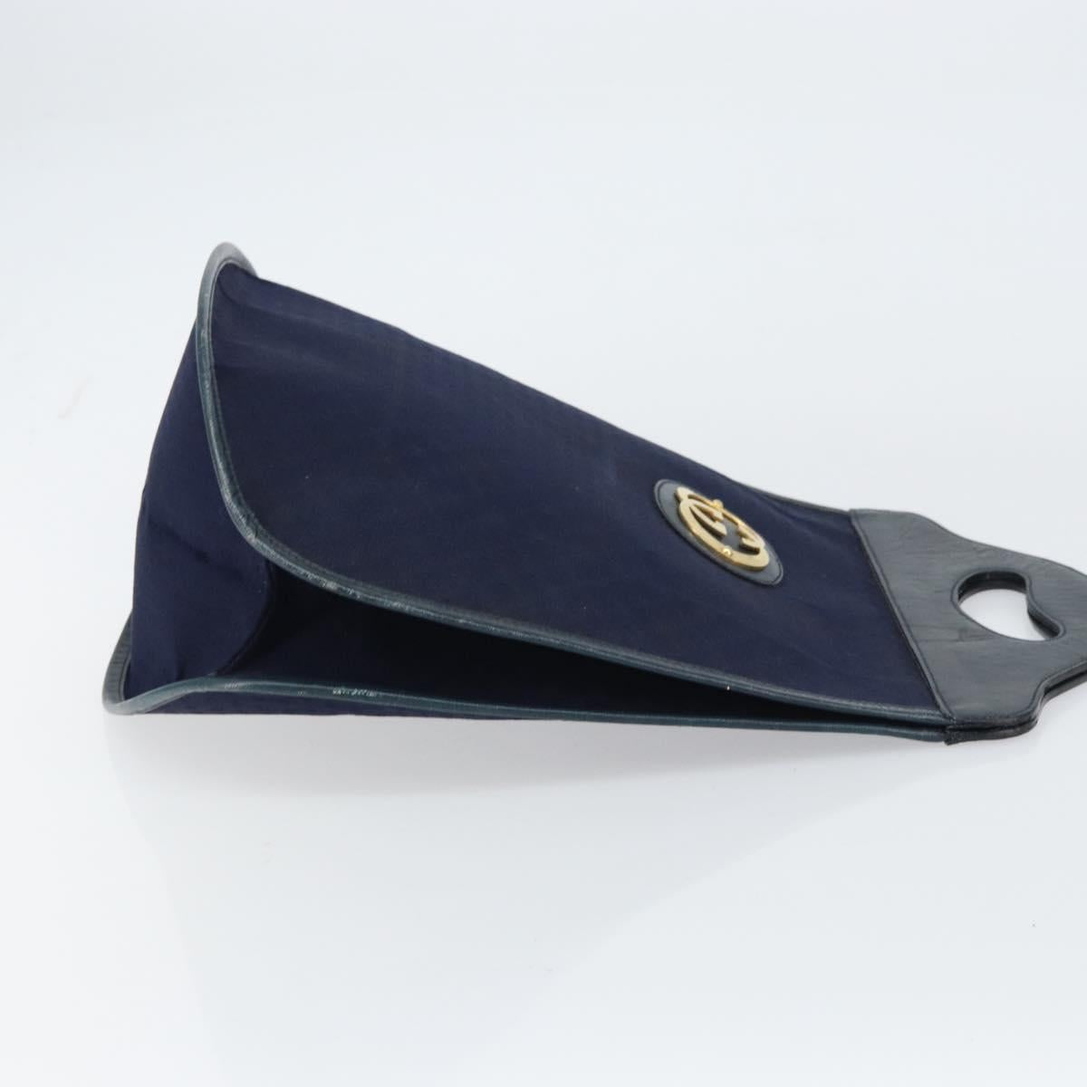 GUCCI Micro GG Canvas Hand Bag Navy Gold Auth BA9059