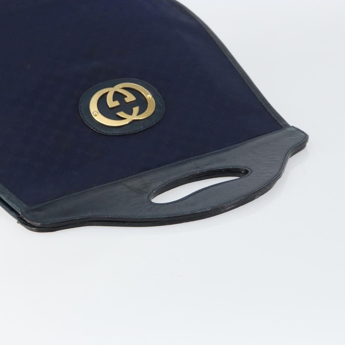 GUCCI Micro GG Canvas Hand Bag Navy Gold Auth BA9059