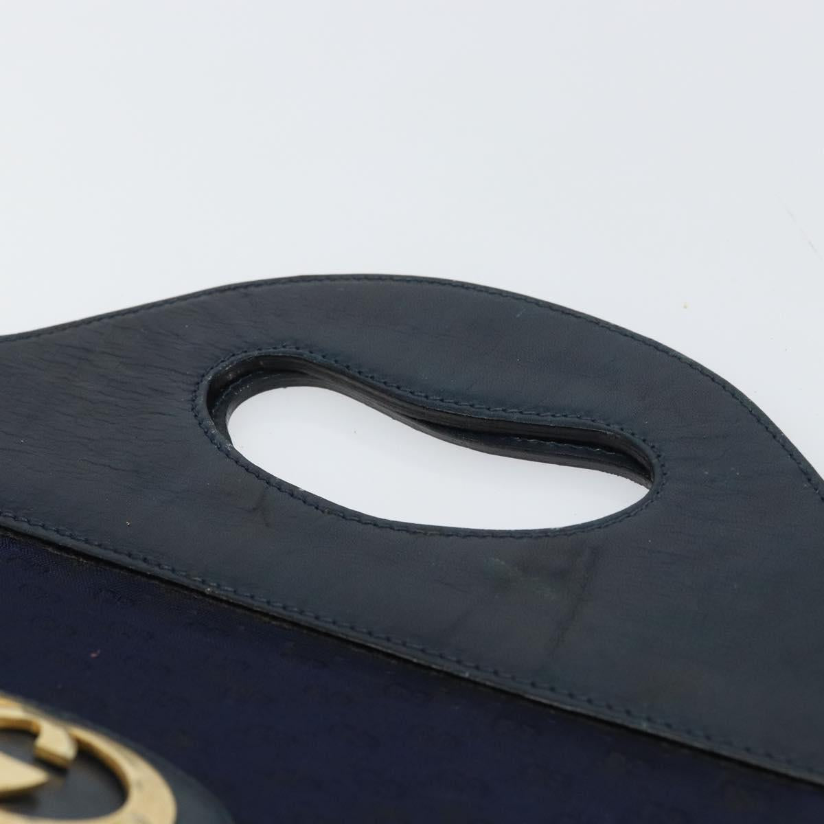 GUCCI Micro GG Canvas Hand Bag Navy Gold Auth BA9059