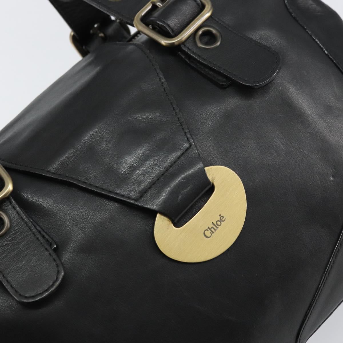 Chloe Tote Bag Leather Black Gold Auth BA9069
