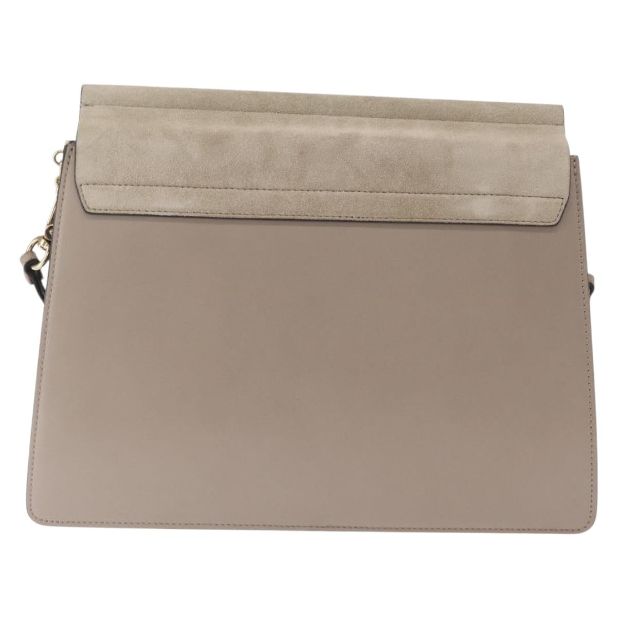 Chloe Fay Shoulder Bag Suede Leather Beige Gold Auth BA9070