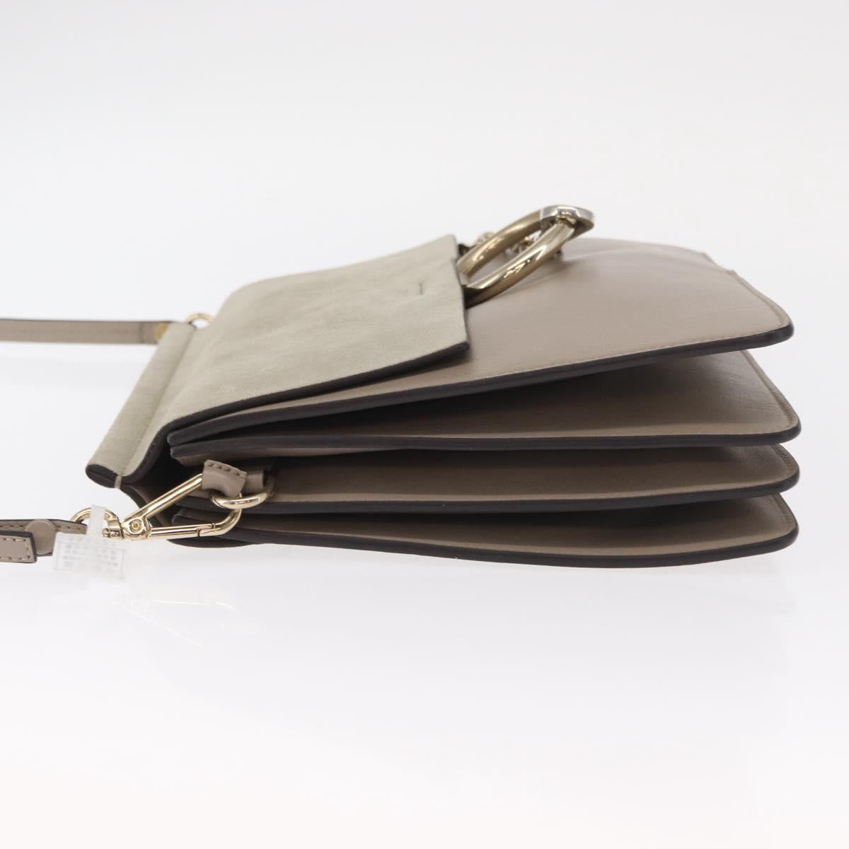 Chloe Fay Shoulder Bag Suede Leather Beige Gold Auth BA9070