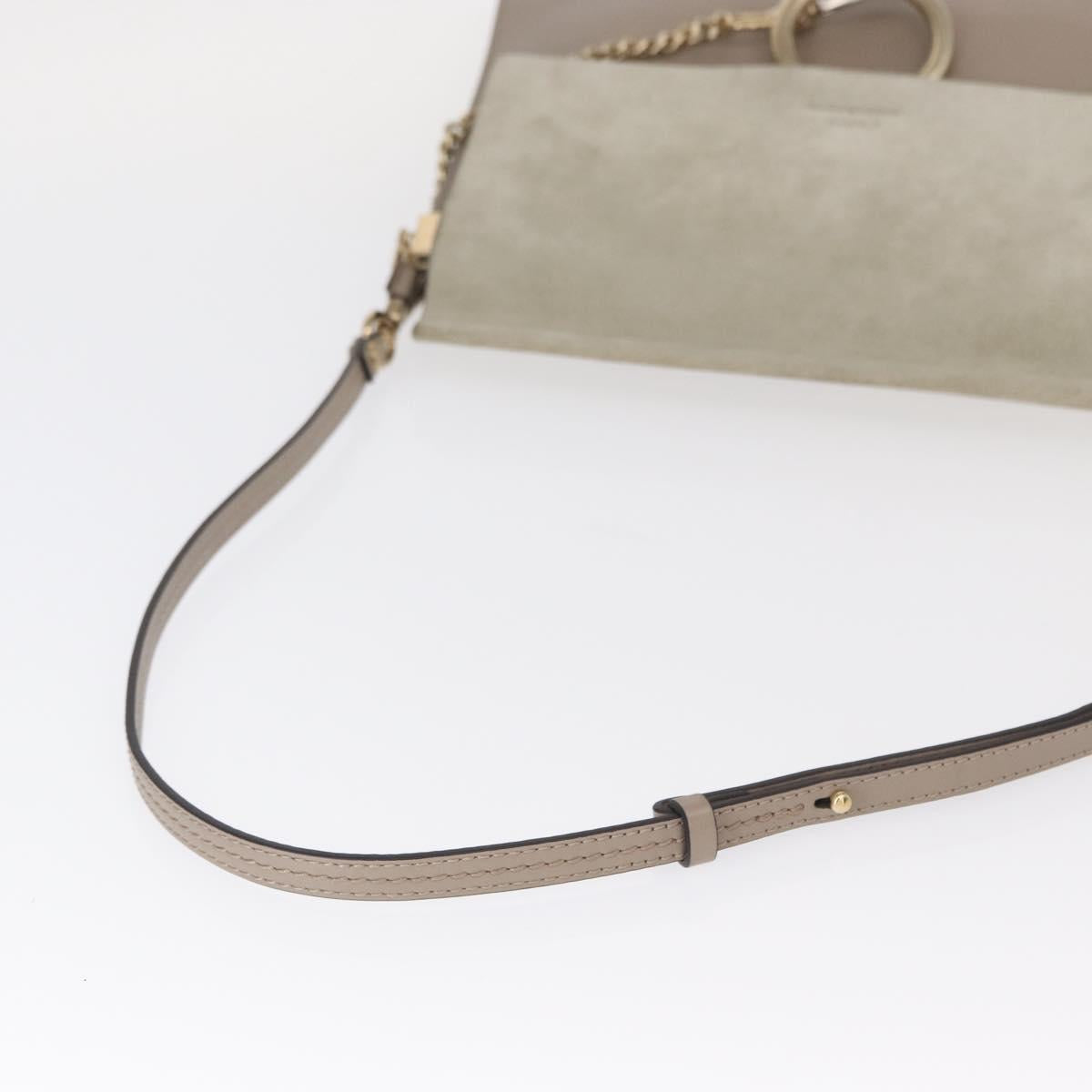 Chloe Fay Shoulder Bag Suede Leather Beige Gold Auth BA9070