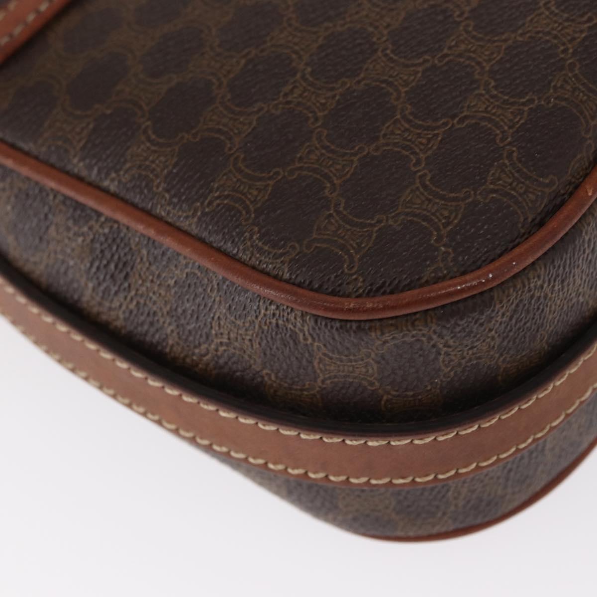 CELINE Macadam Canvas Shoulder Bag PVC Leather Brown Gold Auth BA9074