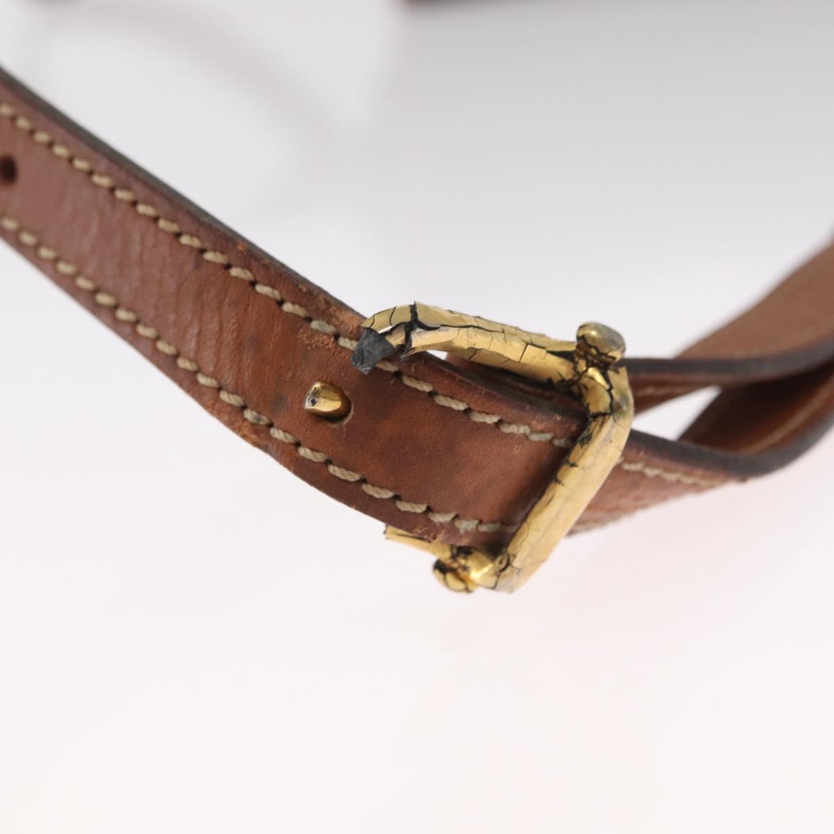 CELINE Macadam Canvas Shoulder Bag PVC Leather Brown Gold Auth BA9074