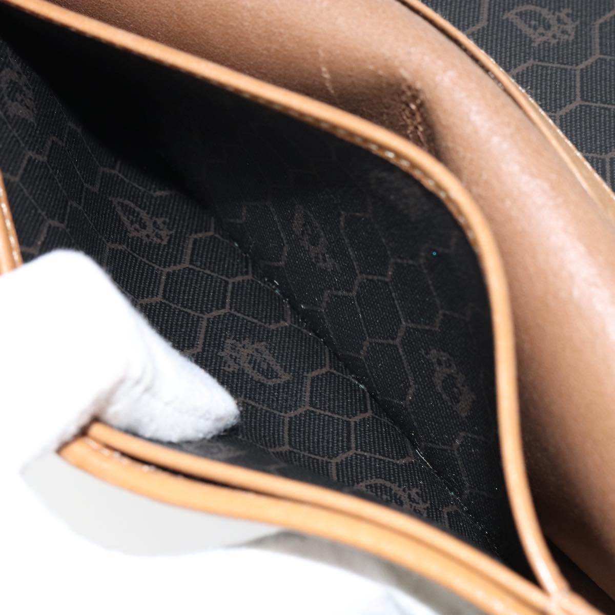 Christian Dior Honeycomb Canvas Chain Shoulder Bag PVC Black Gold Auth BA9075
