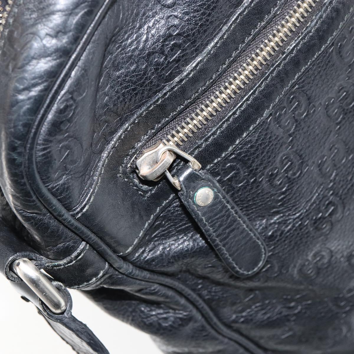 GUCCI Guccissima GG Canvas Shoulder Bag Leather Black Silver 201448 Auth BA9077