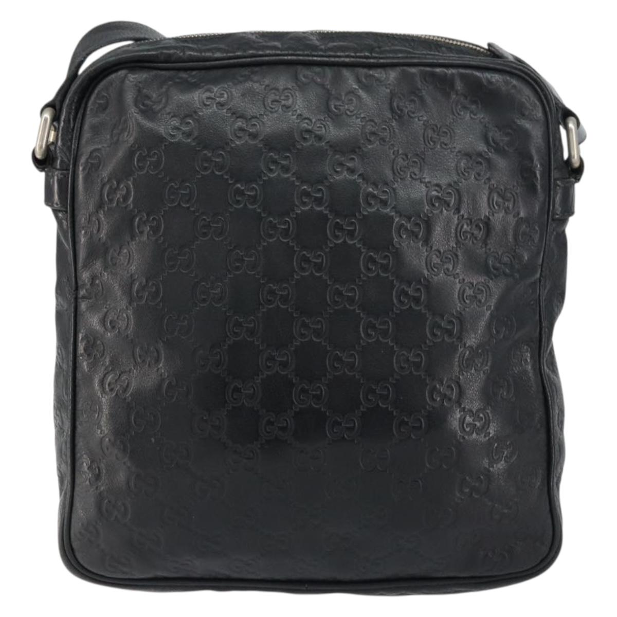 GUCCI Guccissima GG Canvas Shoulder Bag Leather Black Silver 201448 Auth BA9077