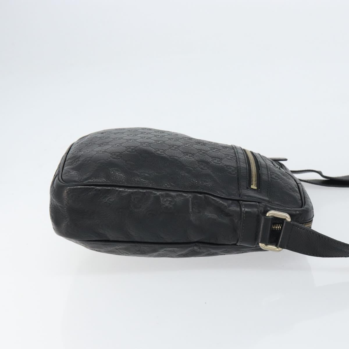 GUCCI Guccissima GG Canvas Shoulder Bag Leather Black Silver 201448 Auth BA9077