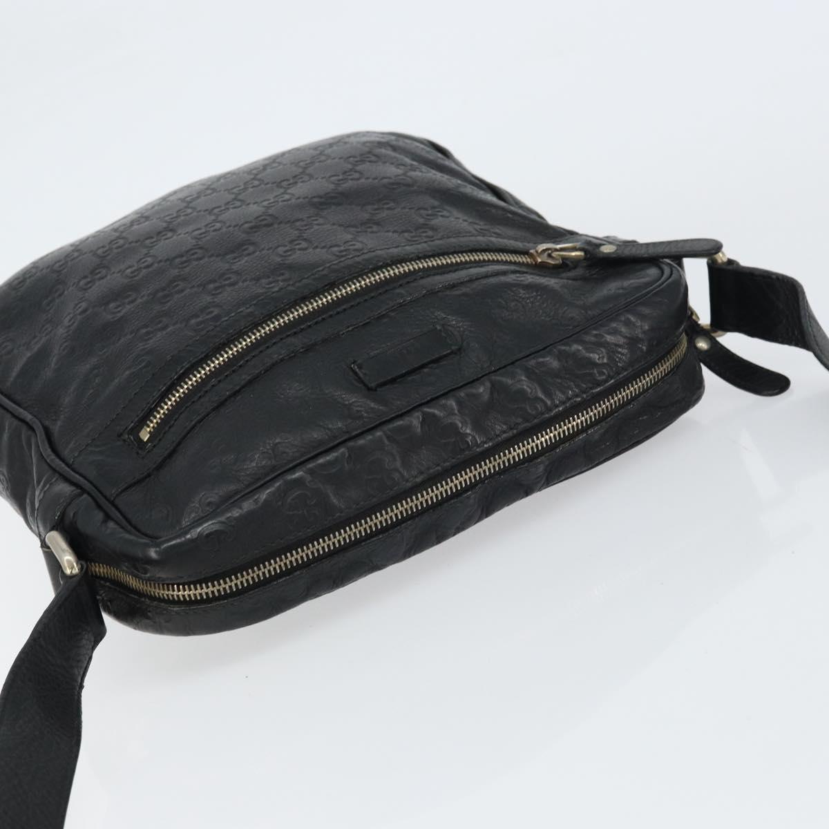 GUCCI Guccissima GG Canvas Shoulder Bag Leather Black Silver 201448 Auth BA9077