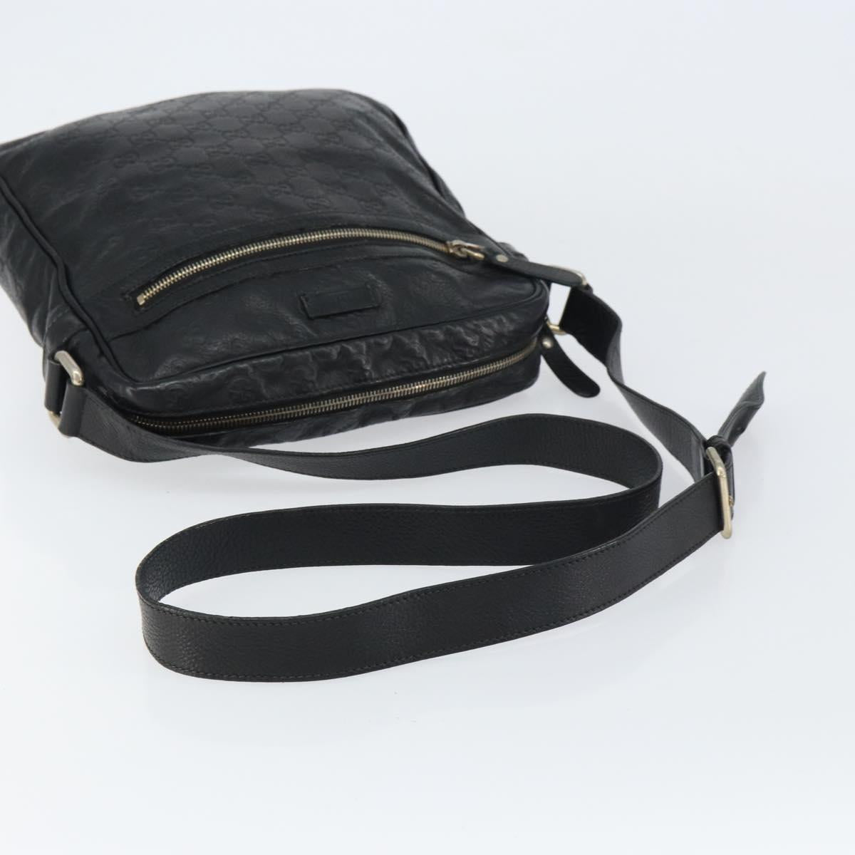 GUCCI Guccissima GG Canvas Shoulder Bag Leather Black Silver 201448 Auth BA9077