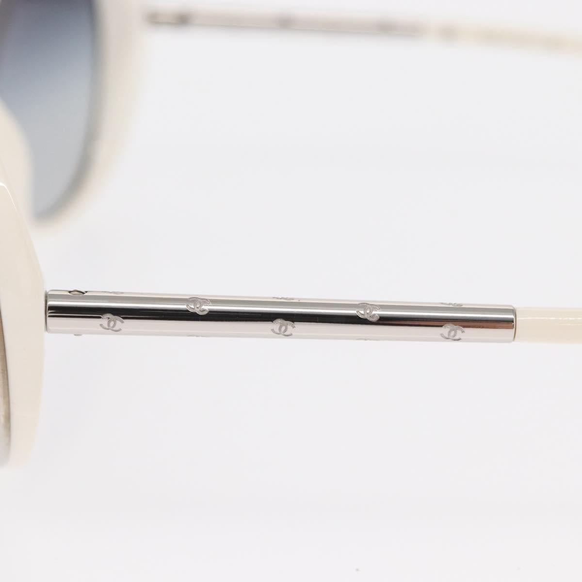 CHANEL Sunglasses plastic White CC Auth BA9081