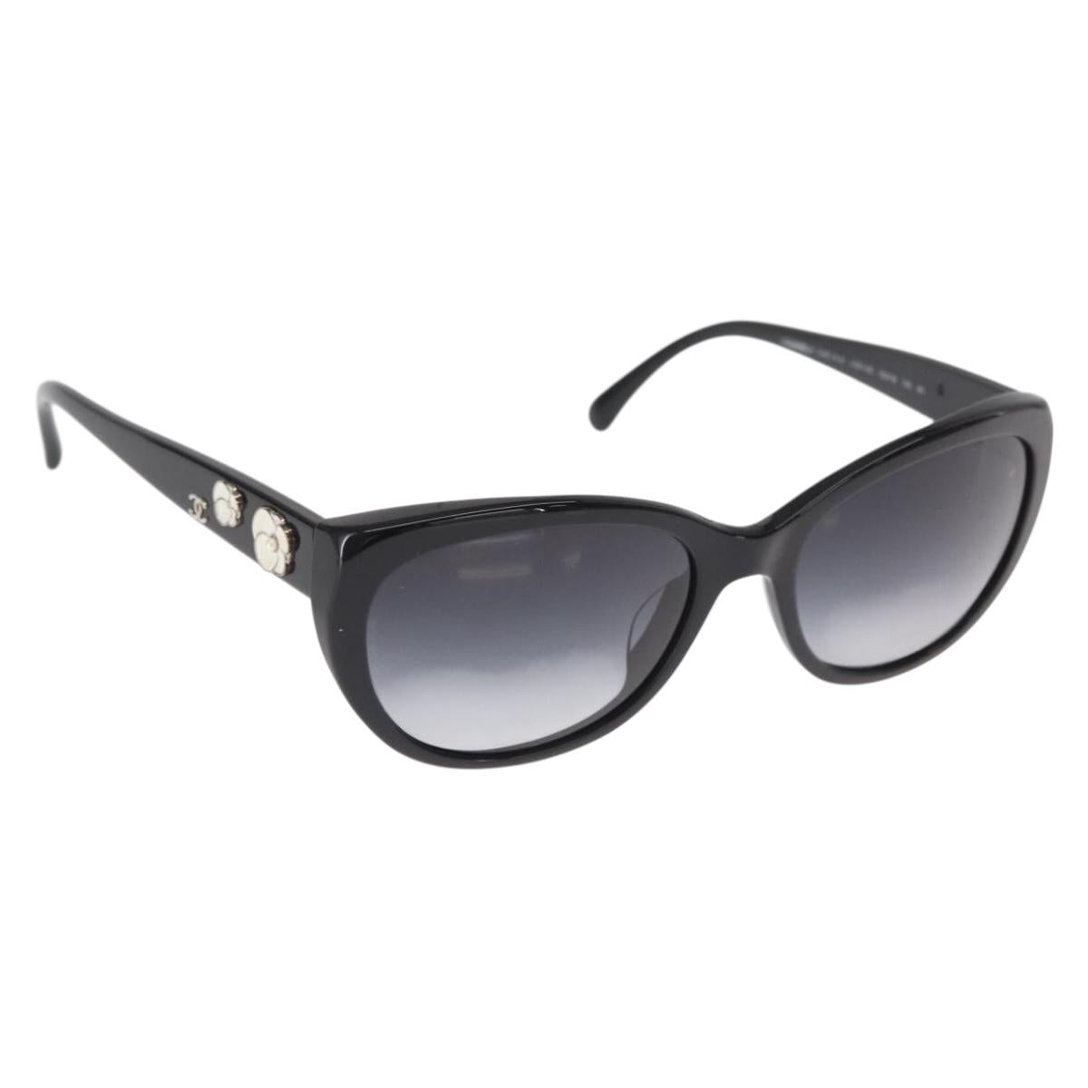 CHANEL Sunglasses plastic Black CC Auth BA9087