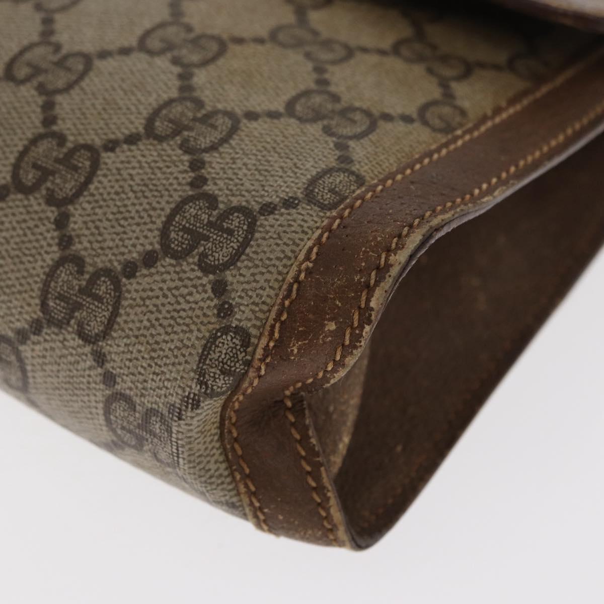 GUCCI GG Supreme Web Sherry Line Clutch Bag PVC Beige Gold 89 01 006 Auth BA9104