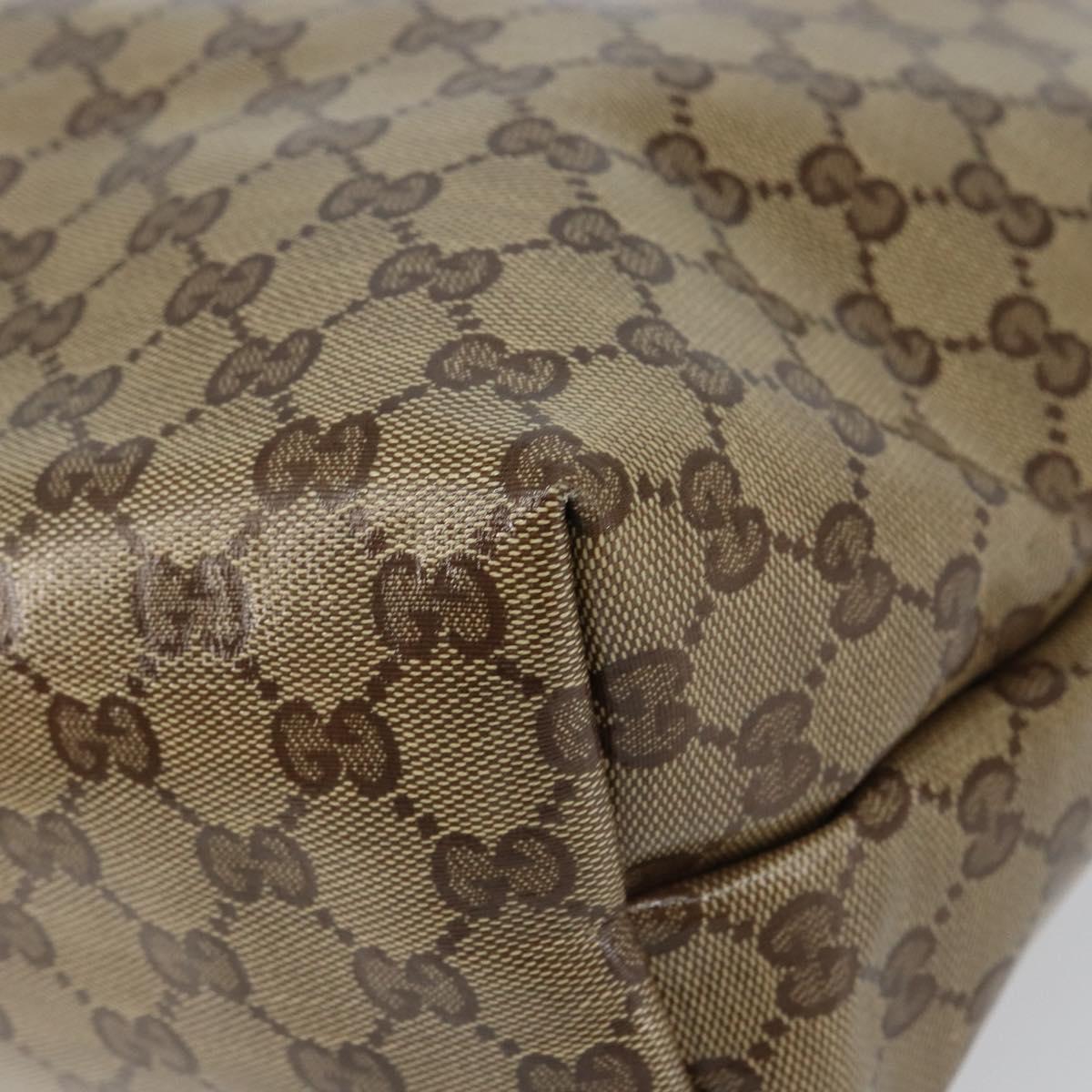 GUCCI GG Crystal Tote Bag Coated Canvas Beige Gold 189896 Auth BA9105