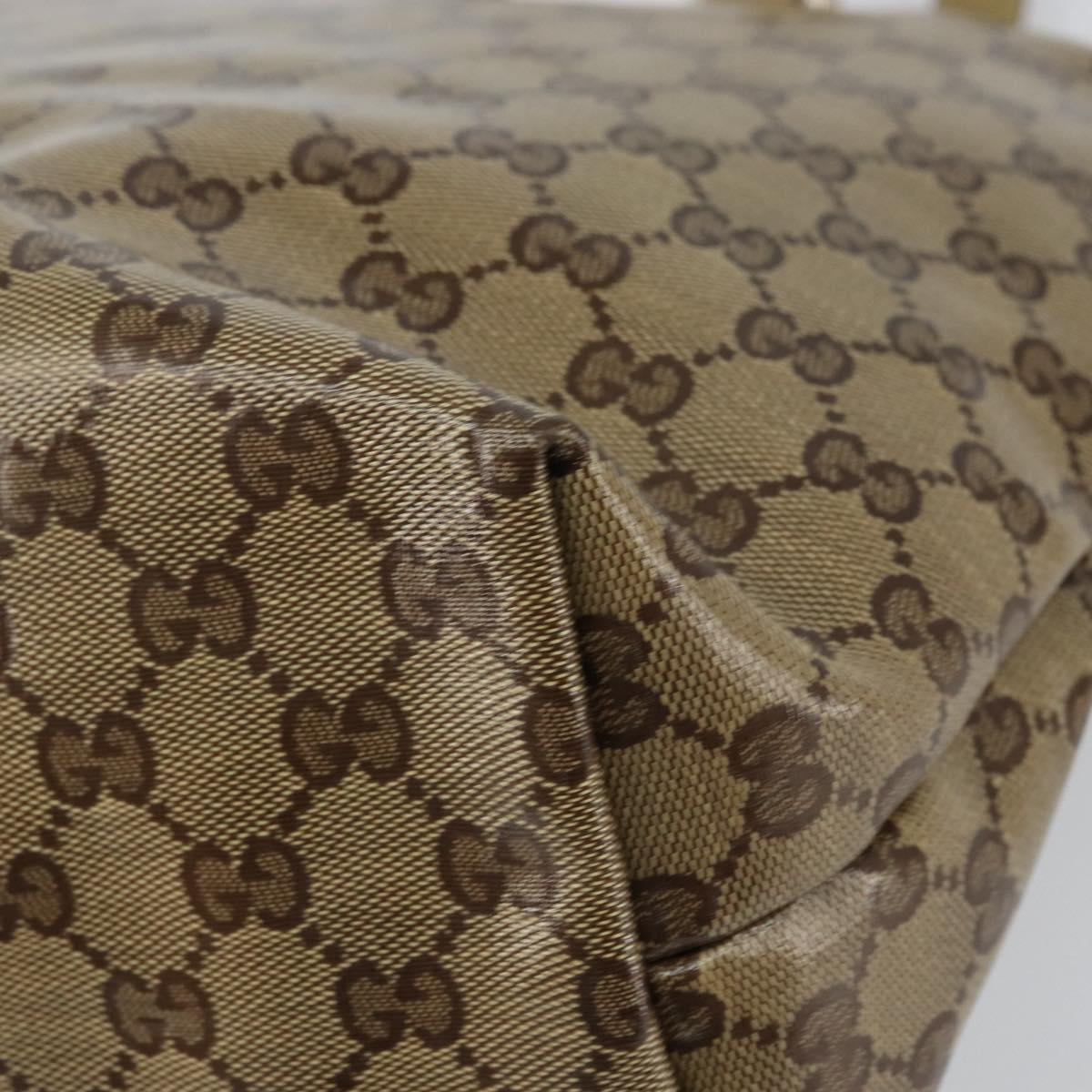 GUCCI GG Crystal Tote Bag Coated Canvas Beige Gold 189896 Auth BA9105