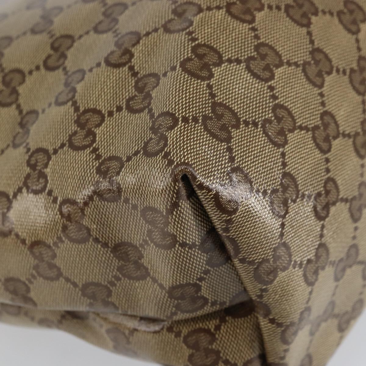GUCCI GG Crystal Tote Bag Coated Canvas Beige Gold 189896 Auth BA9105