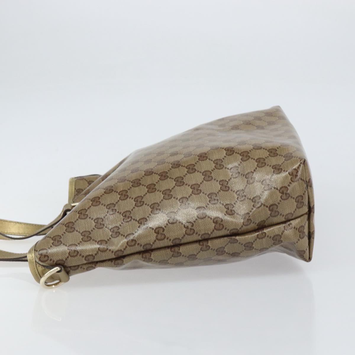GUCCI GG Crystal Tote Bag Coated Canvas Beige Gold 189896 Auth BA9105