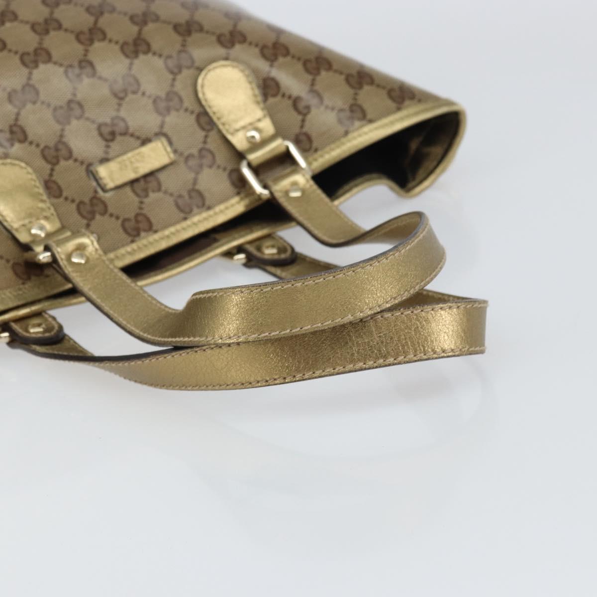 GUCCI GG Crystal Tote Bag Coated Canvas Beige Gold 189896 Auth BA9105