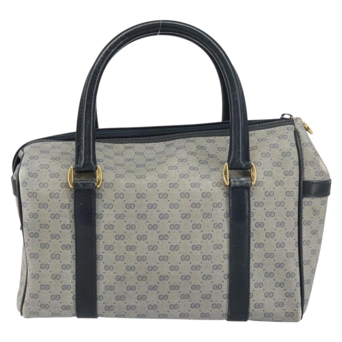 GUCCI Micro GG Supreme Hand Bag PVC Navy Gold 000 58 0093 Auth BA9106